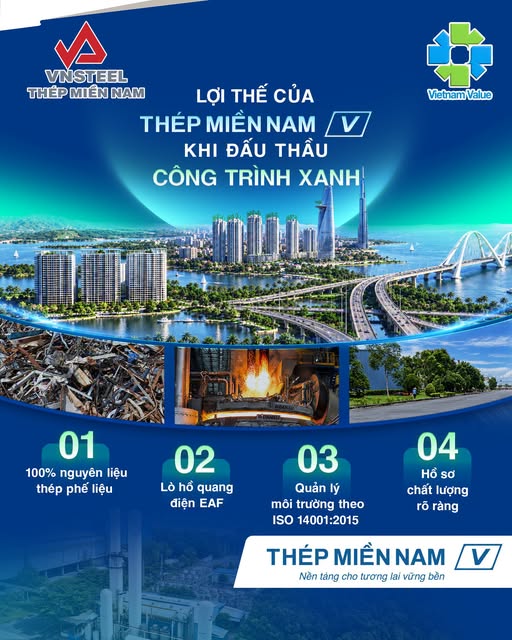 Lợi thế của Thép Miền Nam /V/ khi đấu thầu công trình xanh
